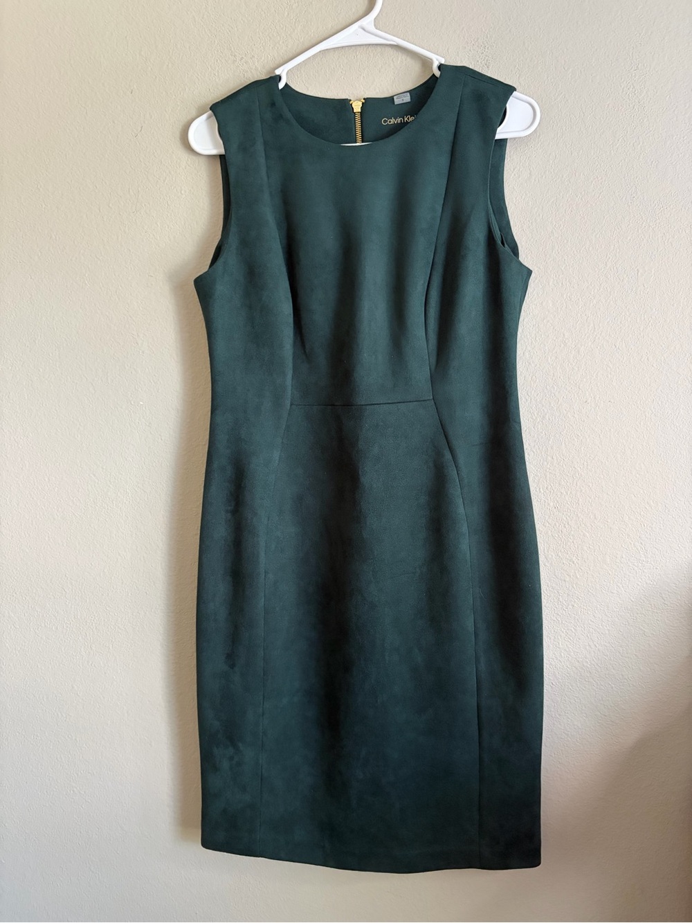 Calvin Klein dark green velvety suede dress size 8